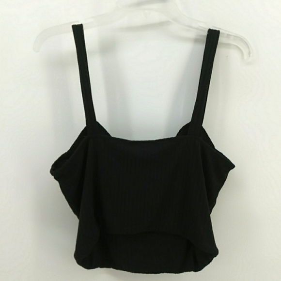 NWOT Moa Moa Ribbed Black Cup Crop Top XL - Picture 5 of 6